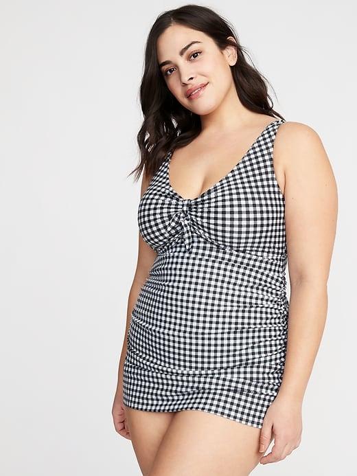 Tie-front Secret-slim Plus-size Swim Dress