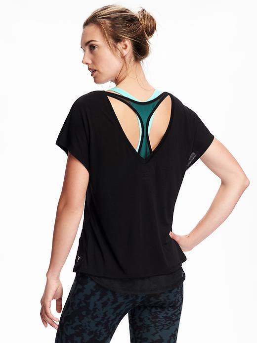 Old Navy Go Dry Cool Mesh Underlay Tee For Women - Black