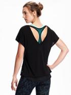 Old Navy Go Dry Cool Mesh Underlay Tee For Women - Black