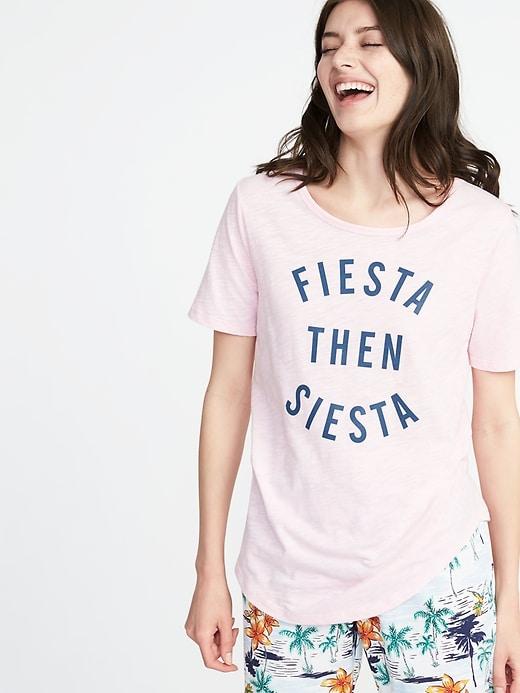 Old Navy Womens Relaxed Slub-knit Graphic Tee For Women Fiesta Then Siesta Size Xl
