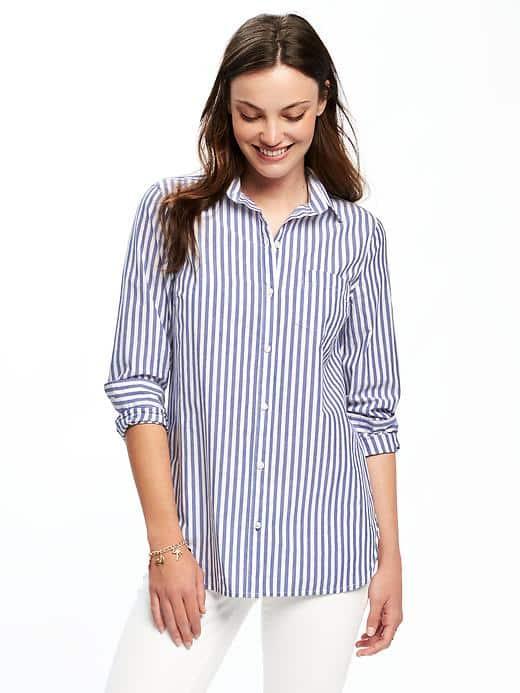 Old Navy Relaxed Pocket Tunic For Women - Blue/white Stripe
