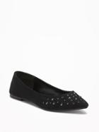 Old Navy Embellished Pointed Toe Flats For Women - Black