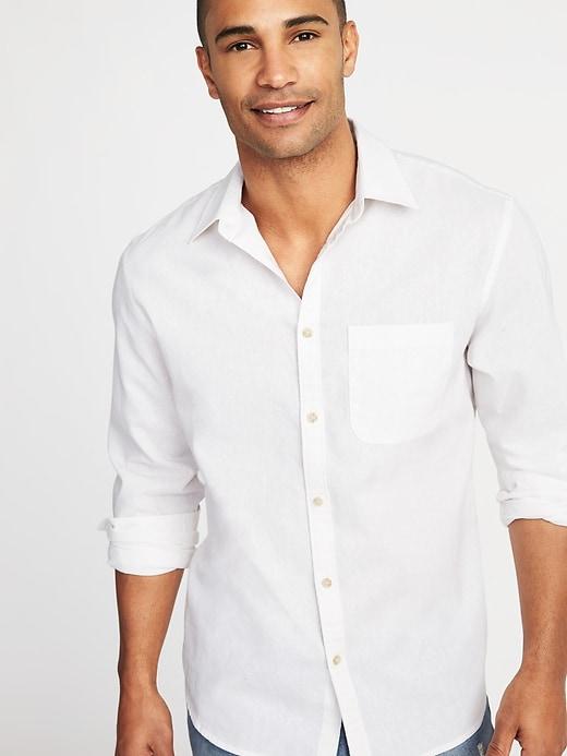 Old Navy Mens Slim-fit Linen-blend Shirt For Men Calla Lilies Size M