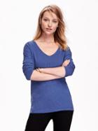 Old Navy V Neck Boyfriend Tee Size L Tall - Mariana Trench