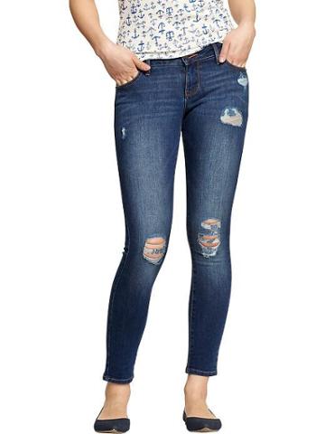 Old Navy Old Navy Womens The Rockstar Distressed Skinny Jeans - Baltic Blue