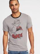 Old Navy Mens Popeye Graphic Ringer Tee For Men Heather Gray Size L
