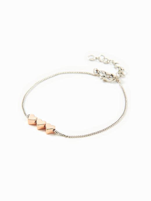 Old Navy Heart Charm Bracelet For Women - Rose Gold