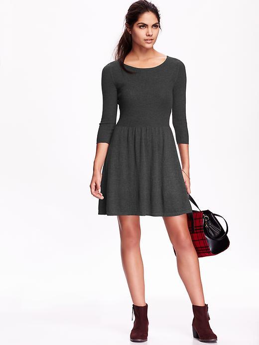 Old Navy Womens Fit &amp; Flare Sweater Dress Size S Tall - B65 Dark Heather Grey