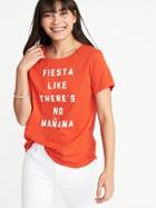 Old Navy Womens Everywear Graphic Curved-hem Tee For Women Fiesta Like There';s No Manana Size L