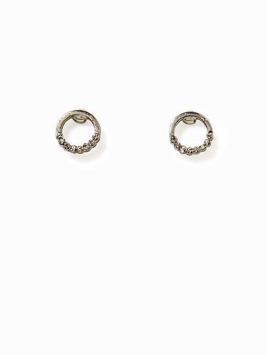 Old Navy Pav Circle Stud Earrings For Women - Silver