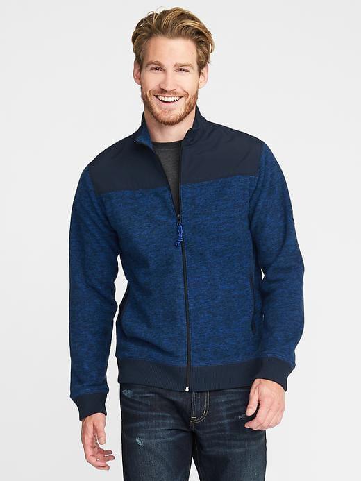 Old Navy Micro Fleece Full Zip Jacket For Men - Heather Blue