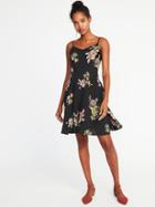 Old Navy Womens Fit & Flare Cami Dress For Women Black Floral Size Xxl