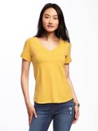 Old Navy Everywear Relaxed V Neck Tee For Women - Maize Maze