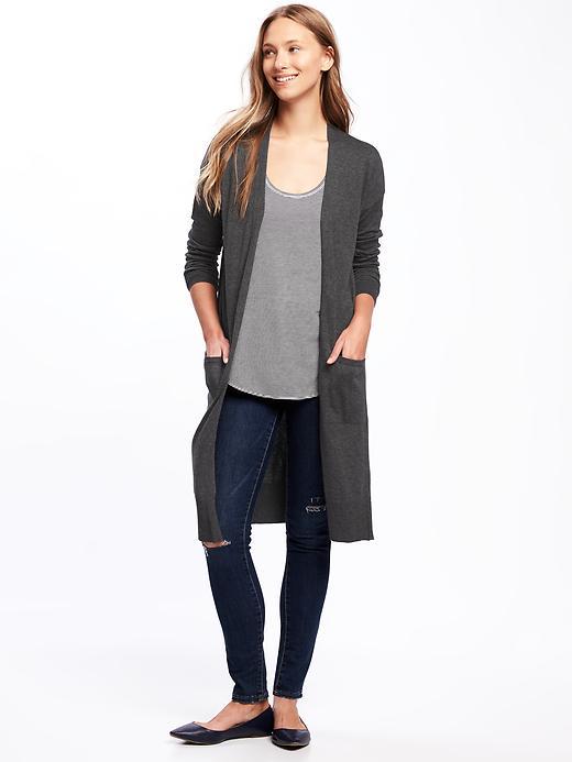 Old Navy Womens Open-front Super-long Sweater For Women Graphite Heather Size S
