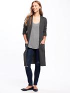Old Navy Womens Open-front Super-long Sweater For Women Graphite Heather Size S