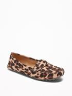 Old Navy Womens Sueded Leopard-print Driving Moccasins For Women Big Leopard Size 9 1/2