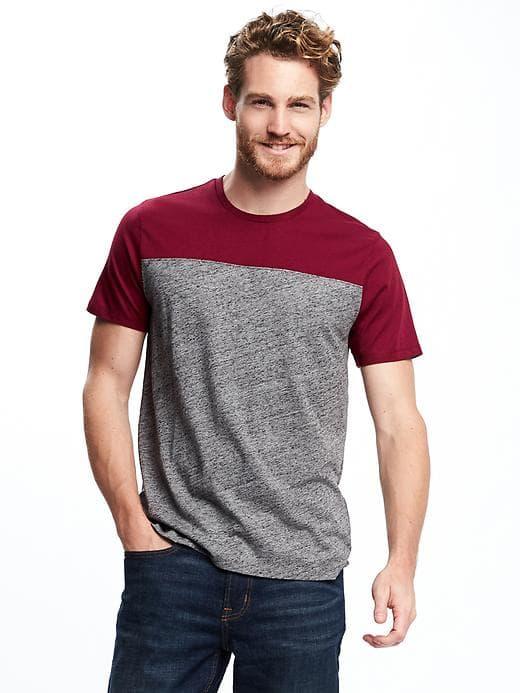 Old Navy Soft Washed Color Block Tee For Men - Heather Gray