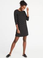 Old Navy Womens Ponte-knit Shift Dress For Women Black/tan Dots Size L