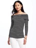 Old Navy Off The Shoulder Top For Women - O.n. New Black Stripe