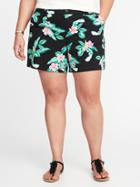 Old Navy Womens Plus-size Mid-rise Everyday Khaki Shorts (7) Black Floral Size 24