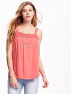 Old Navy Lace Trim Swing Tank For Women - Coral Tropics