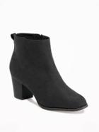 Old Navy Sueded Side Zip Ankle Boots For Women - Black