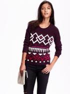 Old Navy Womens Geo Patterned Sweater Size L Tall - Wine Purple