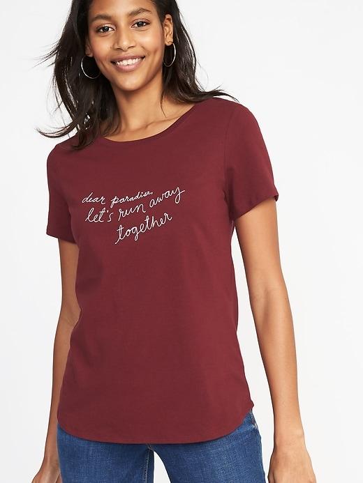 Old Navy Womens Everywear Graphic Crew-neck Tee For Women Dear Paradise, Let';s Run Away Together Size Xxl