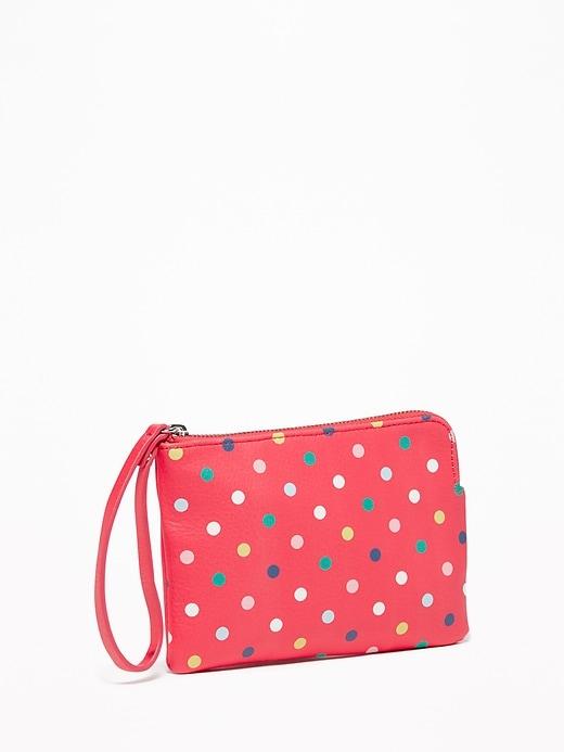 Old Navy Womens Graphic Faux-leather Wristlet For Women Red Print Size One Size