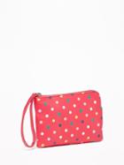 Old Navy Womens Graphic Faux-leather Wristlet For Women Red Print Size One Size