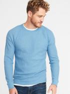 Old Navy Mens Chunky Textured Thermal-knit Tee For Men Left Banke Blue Size Xs