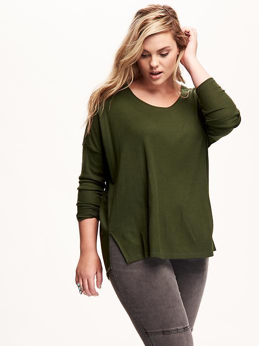 Old Navy Long Sleeve Rib Knit Plus Size Tee Size 1x Plus - Chard Knock Life