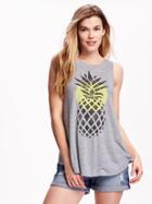 Old Navy Graphic High Neck Tank For Women - Heather Grey