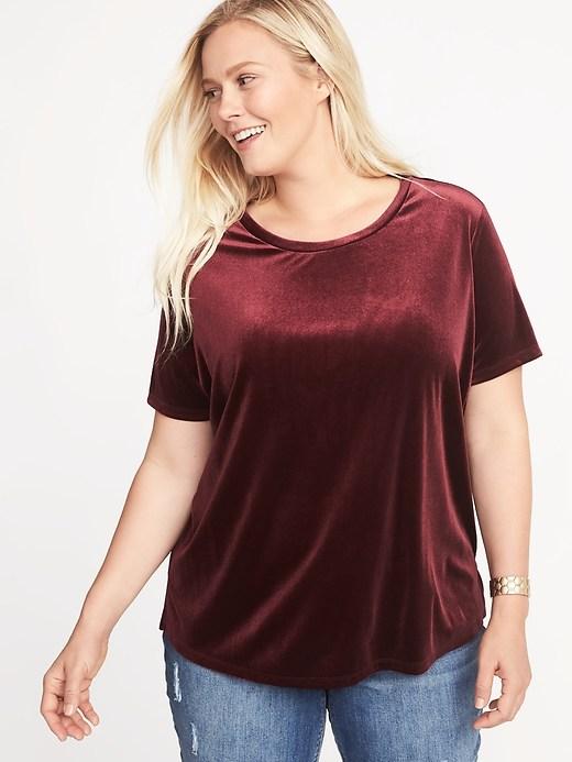 Old Navy Womens Plus-size Velvet Top Deep Plum Size 1x