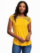 Old Navy Relaxed Lace Yoke Tee For Women - Squash