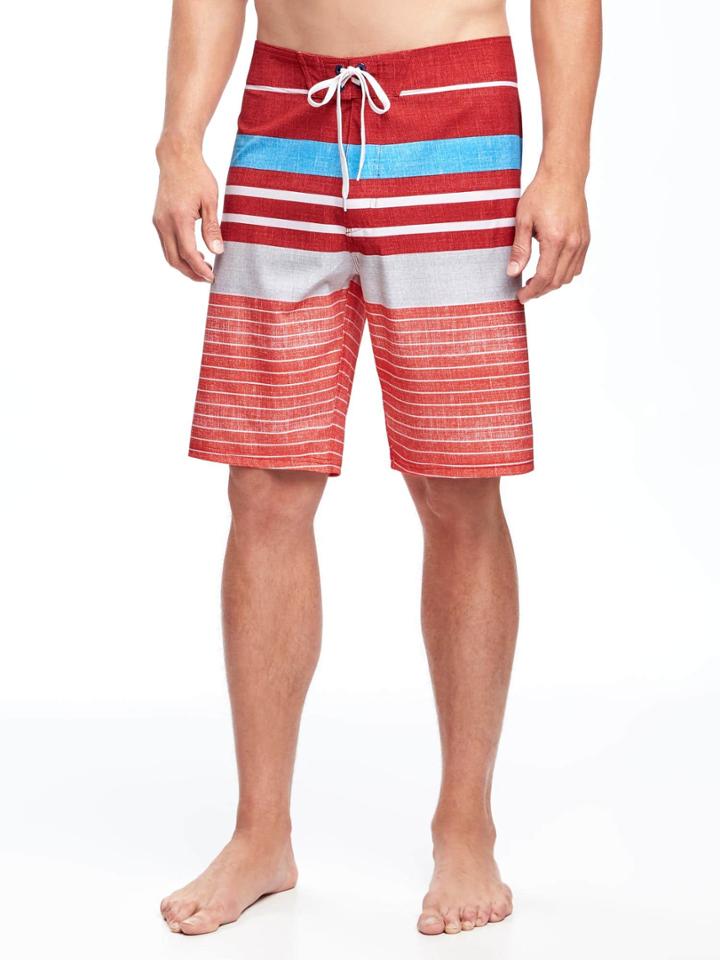 Old Navy Striped Built In Flex Board Shorts For Men 10 - Hot Tamale