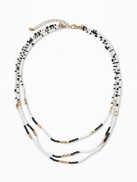 Old Navy Womens Beaded Statement Necklace For Women Black/white Stripe Size One Size
