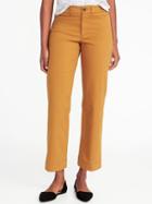 Old Navy Womens Mid-rise Cropped Wide-leg Chinos For Women Rust Yellow Size 10