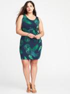 Old Navy Womens Plus-size Sleeveless Twist-front Bodycon Dress Navy Palm Print Size 4x