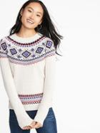 Old Navy Womens Metallic Fair Isle Sweater For Women Neutral Size Xs