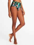 Old Navy Womens High-waist Ruched Swim Bottoms For Women Black Floral Size S