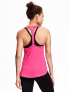 Old Navy Go Dry Performance Racerback Elastic Tank For Women - Uptown Pink Polyester