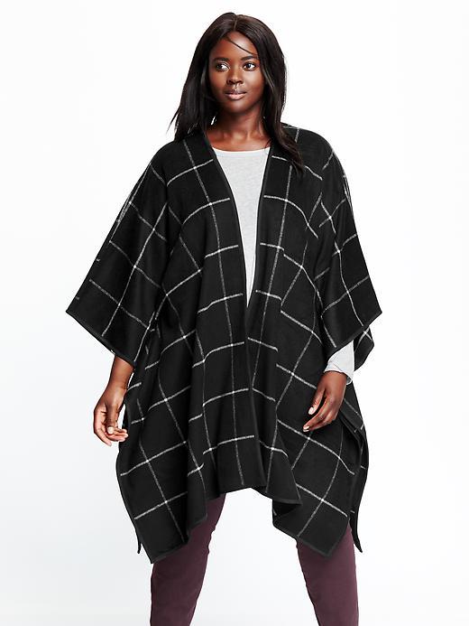 Old Navy Womens Plus Plaid Poncho Size 1x Plus - Black Plaid
