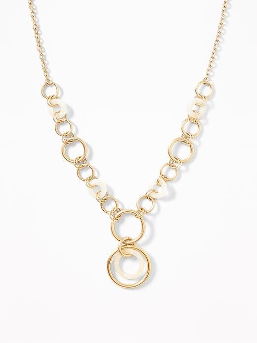 Marbled Circle-pendant Necklace For Women