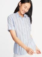 Patterned Peplum-hem Shirt For Women
