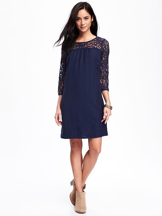Old Navy Lace Trim Shift Dress For Women - Lost At Sea Navy