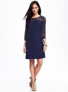 Old Navy Lace Trim Shift Dress For Women - Lost At Sea Navy