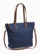 Old Navy Canvas Zippered Tote For Women - Lost At Sea Navy