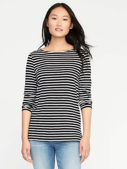 Old Navy Relaxed Mariner Stripe Tee For Women - O.n. New Black Stripe