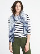 Old Navy Womens Lightweight Printed Scarf For Women Blue Paisley Top Size One Size